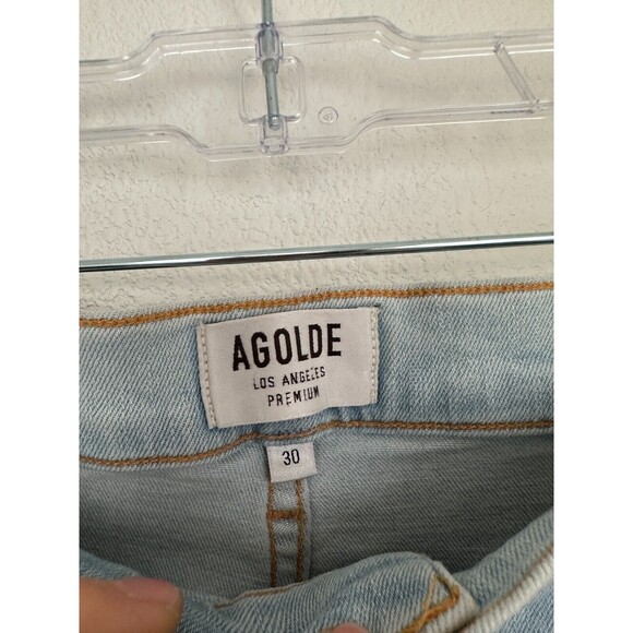 Agolde Women's Sophie High Rise Skinny Crop Light Wash Blue Distressed Size 30 - Picture 5 of 10